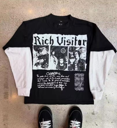 Streetwear American top Retro fashion trend Men Y2k pullover Gothic Harajuku anime pattern design casual oversized sweatshirt